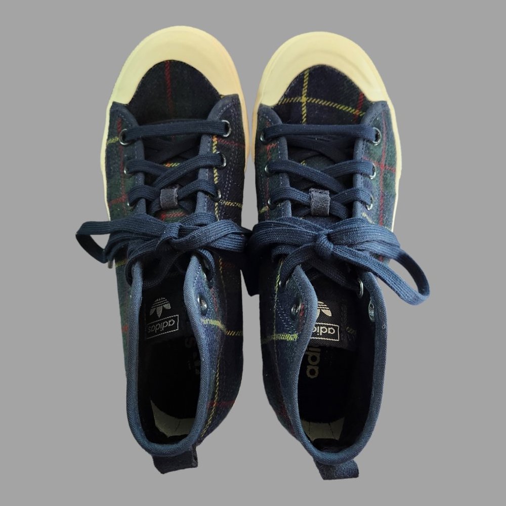 adidas Navy Plaid High-Top Sneakers - Picture 6 of 10